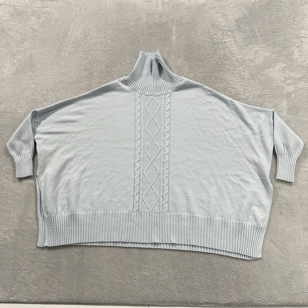 Mar Sea Long Sleeve Knit Sweater Women OS Baby Blue Turtleneck Boxy Cutesy